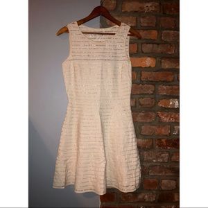 Parker Striped Cream Dress with White Lace, XS
